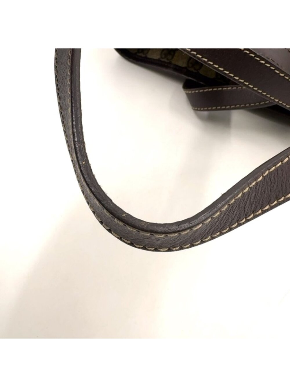 Gucci GG Supreme Leather Canvas Khaki Beige Dark Brown Tote Bag Silver - Picture 6 of 15